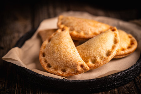 Traditional baked Spanish empanadasの写真素材