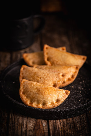 Traditional baked Spanish empanadasの写真素材