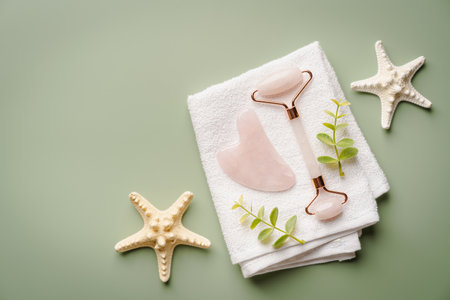 Jade face rollers and Gua sha stonesの写真素材