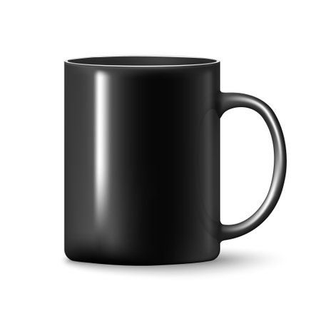Vector Black mug cup isolatedのイラスト素材