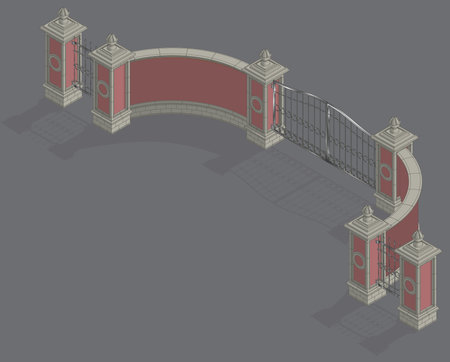 Vector isometric Gate portalのイラスト素材