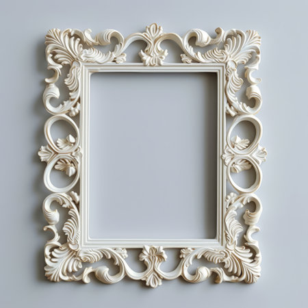 Openwork suare white colored frame isolated on white background.
