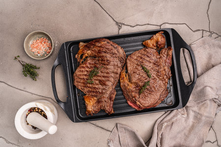 Grilled beef steaksの写真素材