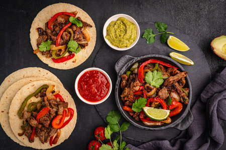 Fajitas, beef meat slicesの写真素材