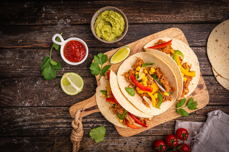 Healthy typical Mexican tacosの写真素材