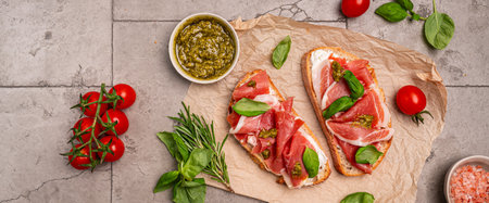 Grilled toast with jamon or prosciutto