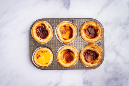 Portuguese custard tarts or Pastel de Nataの写真素材