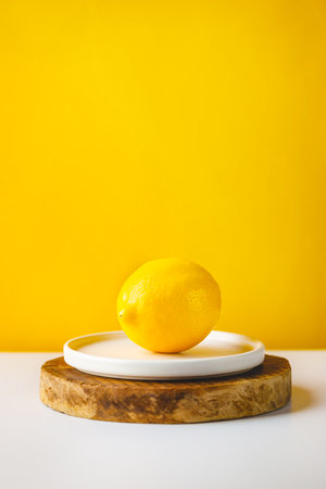 Fresh lemon on plateの写真素材