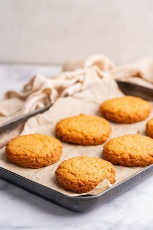 Homemade peanut or almond butter cookiesの写真素材