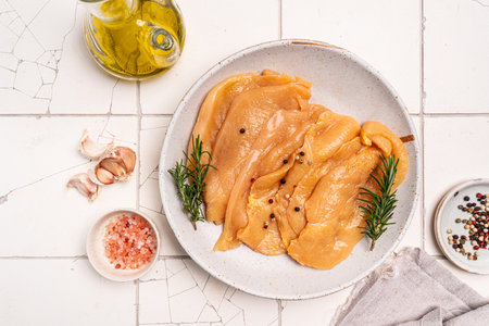 Raw free range and corn fed chickenの写真素材