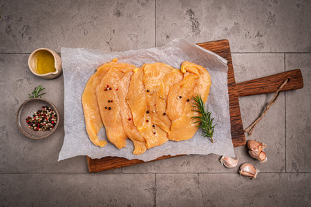 Raw free range and corn fed chickenの写真素材