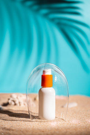 Sunblock or sunscreen in cosmetic tubeの写真素材