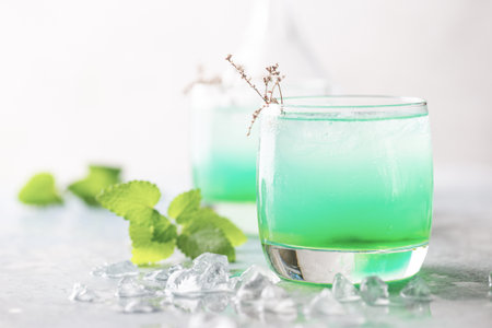 glass of cold mint drinkの写真素材