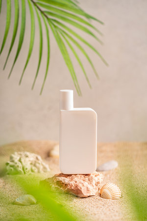 Sunblock or sunscreen in cosmetic tubeの写真素材