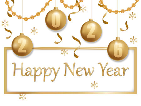 happy new year 2026 gold and whiteのイラスト素材