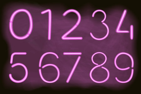 numbers in the form of neon lampsのイラスト素材