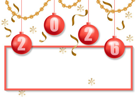 happy new year 2026 gold and redのイラスト素材