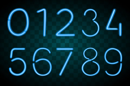 numbers in the form of neon lampsのイラスト素材