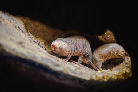 Naked Mole Rat in Underground Tunnel Habitatの写真素材