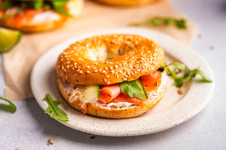 Bagel sandwich with salmon