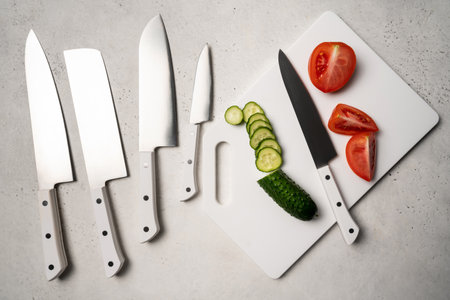 set of kitchen knivesの写真素材