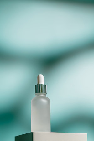 A frosted dropper bottle of facial serumの写真素材
