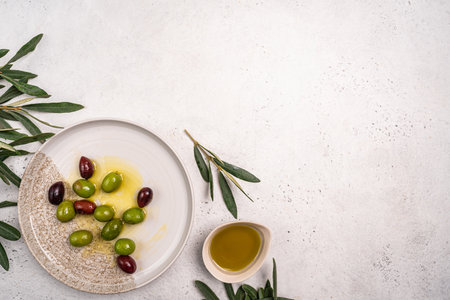 Green and black olivesの写真素材