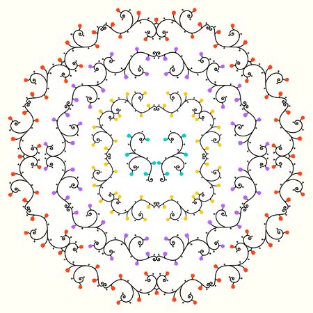 round floral pattern of whorls, floral ornamentのイラスト素材