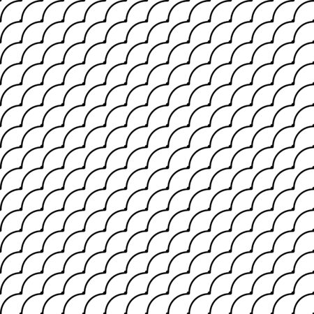 geometric ornament line scales, black sinuous lines on a white backgroundのイラスト素材