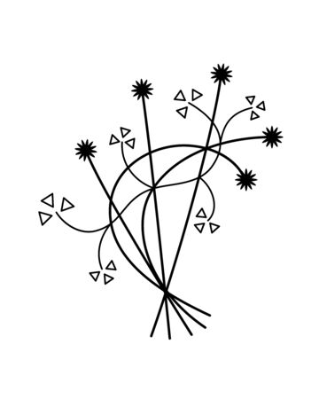 abstract bouquet, the silhouette of interwoven lines and shapesのイラスト素材