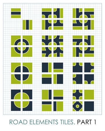 Road elements, vector maps constructorのイラスト素材
