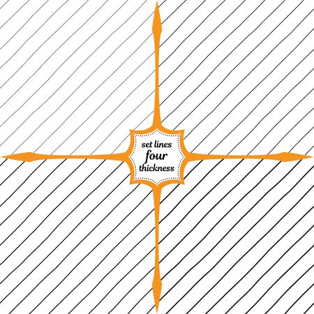 A set of four patterns, oblique lines of different thickness. Monochrome seamless texture.のイラスト素材