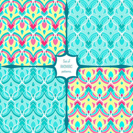Speckled, colorful rhombic pattern for textile or printing industry. Bright ornament in ethnic, boho style.のイラスト素材