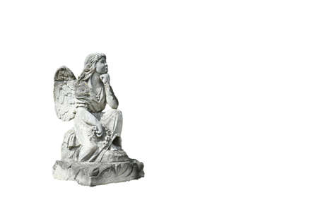 Angel statue isolated on white backgroundの写真素材