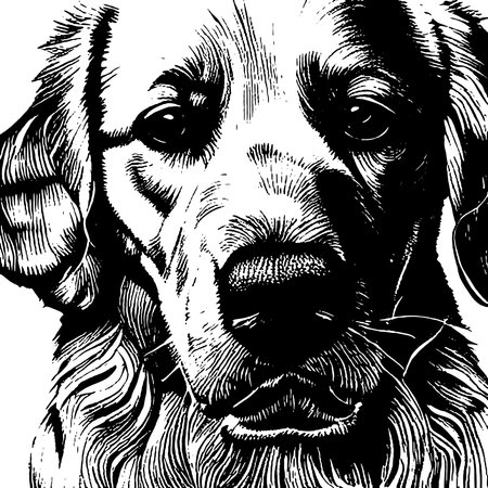 Golden Retriever hand drawn portraitの写真素材