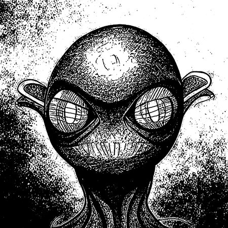 Portrait of an alien in black and white. Vector illustration.の写真素材