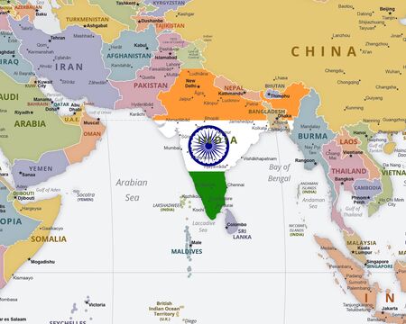 Indian map and Flagの写真素材