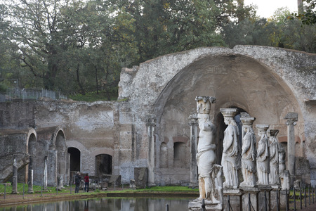 The Canopus Canal in Hadrian's Villa, Tivoli, Italy,November 26th, 2017のeditorial素材