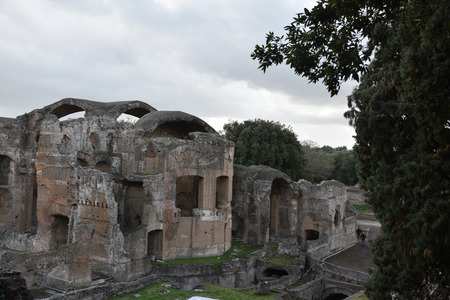 Exterior of Grands Therme Bath House in Hadrian`s Villa, Tivoli, November 26th, 2017のeditorial素材