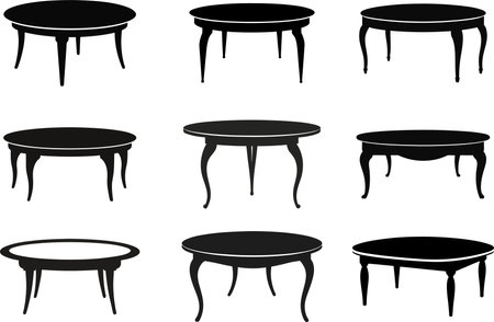 Set of black silhouettes of furniture. Vector illustration isolated on white backgroundのイラスト素材