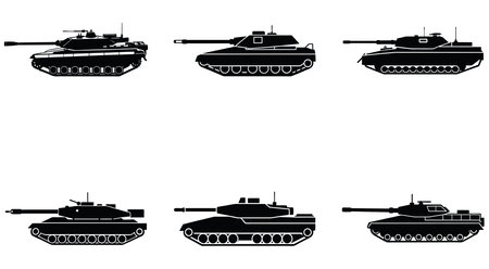 Set of military tanks. Isolated on white background. Vector illustration.のイラスト素材