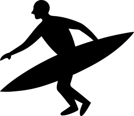 Surfer silhouette with surfboard on a white background. vector illustrationのイラスト素材