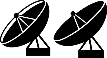 Satellite dish icon isolated on white background. Radio antenna vector illustration.のイラスト素材