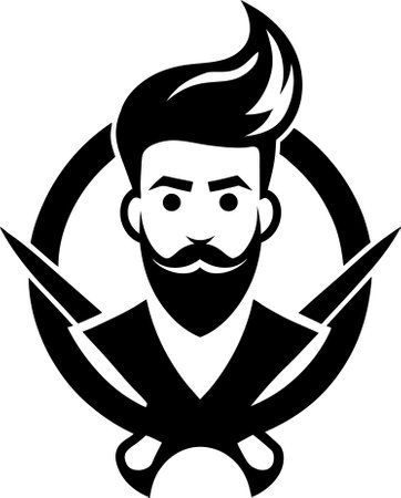 Hipster with a beard.Vector illustration ready for vinyl cutting.のイラスト素材