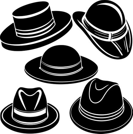 Illustration of Men's Hats.Vector illustration ready for vinyl cutting.のイラスト素材