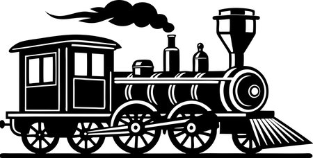Vintage Steam Locomotive.Vector illustration ready for vinyl cutting.のイラスト素材
