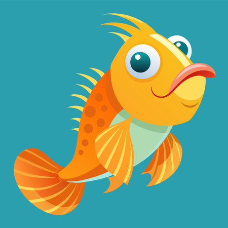 Cute cartoon fish character. Vector illustration on a blue background.のイラスト素材