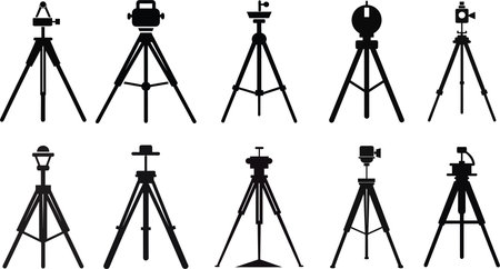 set of tripod silhouettes on a white background. vector image.のイラスト素材