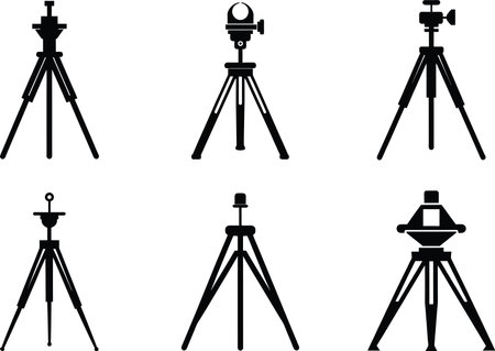 Set of tripod icons isolated on white background. Flat design. Vector illustrationのイラスト素材