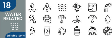 Water filtration icons set. Outline illustration of water filtration icons for web designのイラスト素材